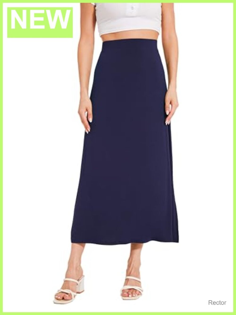 Bamboo Viscose Midi Skirt High Waisted A-Line Summer